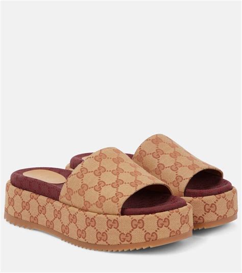 red and brown gucci slides|gucci embroidered slides.